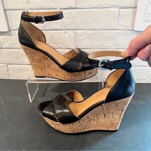 Nine West sz 5.5 Jazmin black vegan espadrille wedge sandals